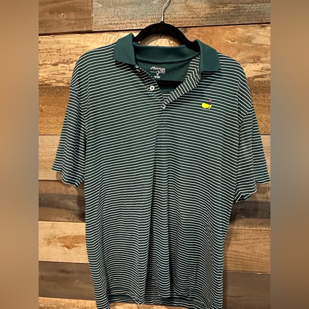 Green striped Masters tech polo